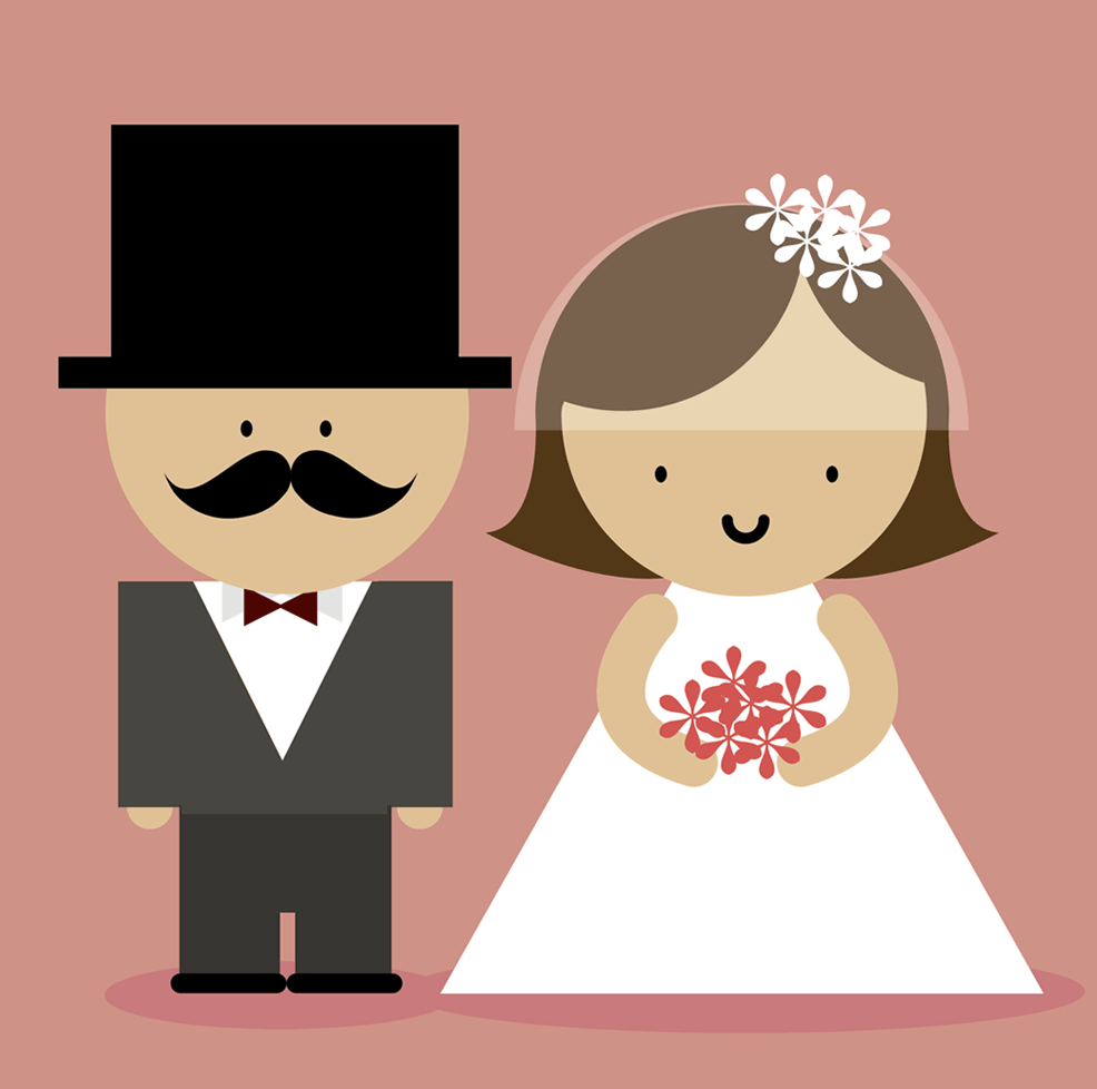 cartoon couple getting married